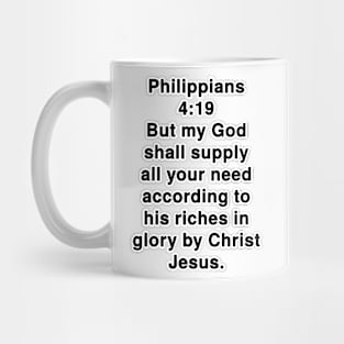 Philippians 4:19 King James Version Bible Verse Typography Mug